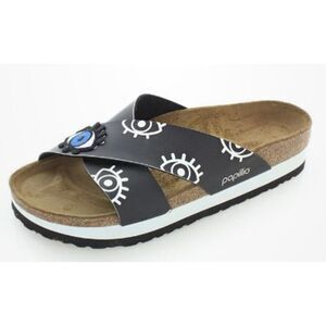 Birkenstock Papillio Evil Eye Criss Cross Sandals – Black, 38 (US 8–8.5)